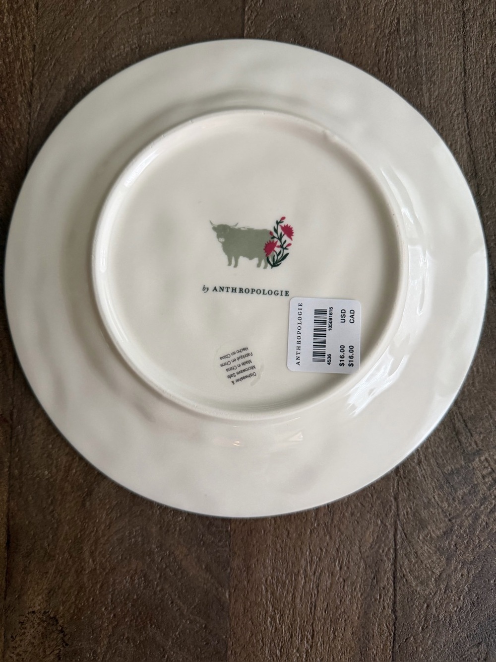 Anthropologie Millie Stoneware Dessert Plate COW π New - Picture 6 of 7